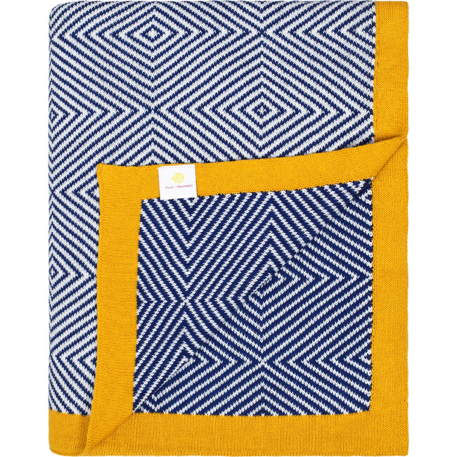 Piazza Throw Blanket, Yellow/Navy - Throws - 1