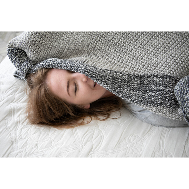 Vena Throw Blanket, Mint/Grey - Throws - 4
