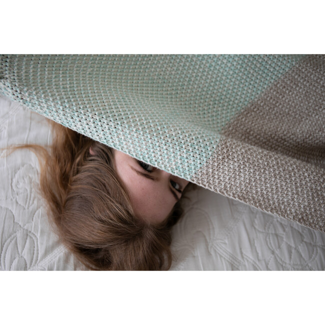 Vena Throw Blanket, Mint/Grey - Throws - 5