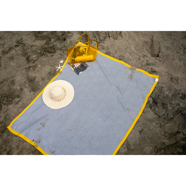 Piazza Throw Blanket, Yellow/Navy - Throws - 3