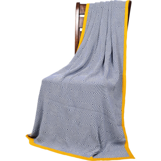 Piazza Throw Blanket, Yellow/Navy - Throws - 4