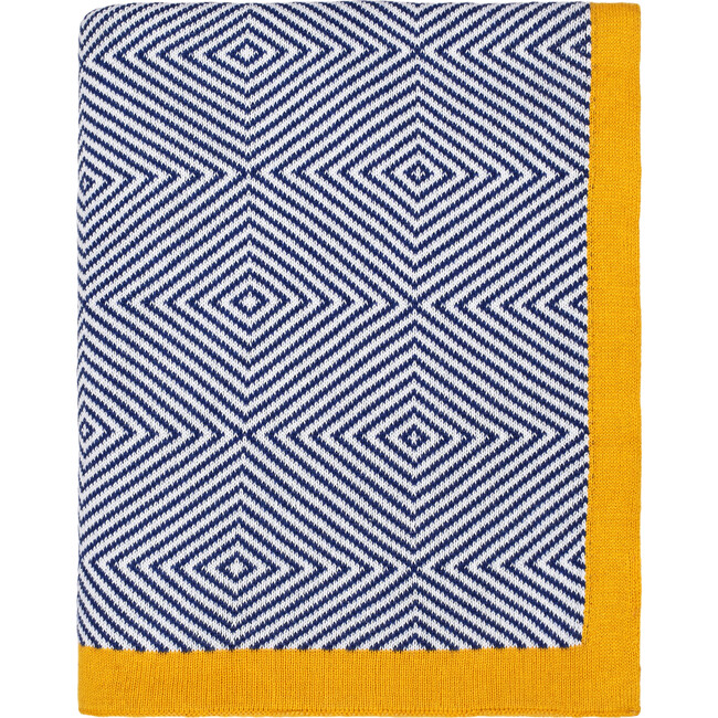 Piazza Throw Blanket, Yellow/Navy - Throws - 5