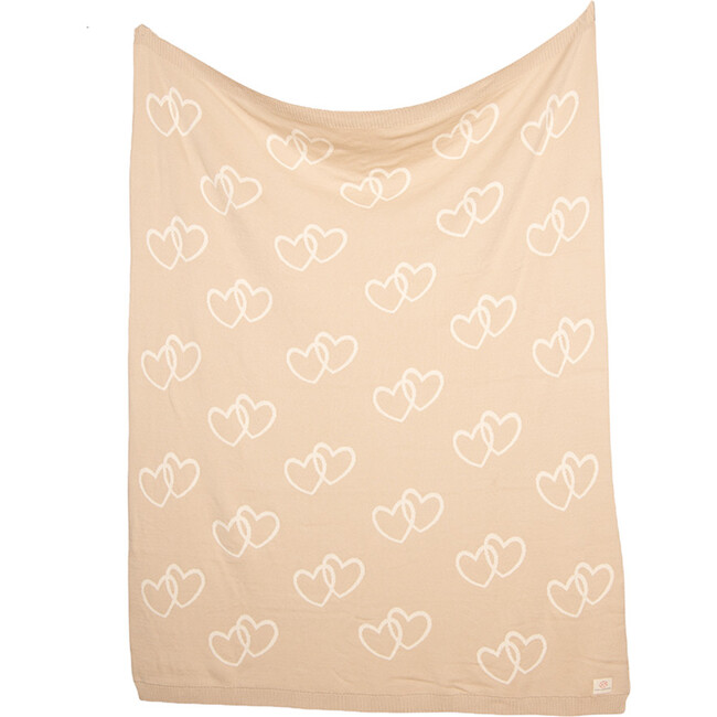Twin Hearts Baby Blanket Set, Linen/Natural