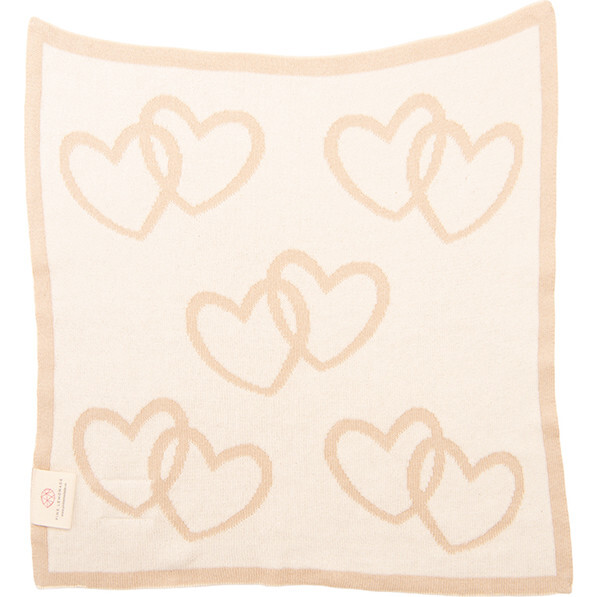Twin Hearts Baby Blanket Set, Linen/Natural - Blankets - 7