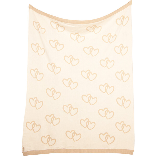 Twin Hearts Baby Blanket Set, Linen/Natural - Blankets - 8