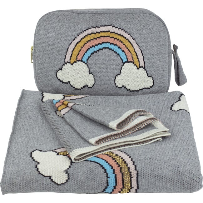 Rainbow Baby Blanket Set, Grey
