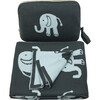 Elephant Love Baby Blanket Set, Blue/Grey - Blankets - 2 - thumbnail