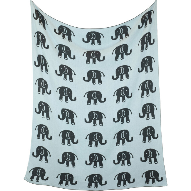 Elephant Love Baby Blanket Set, Blue/Grey - Blankets - 5