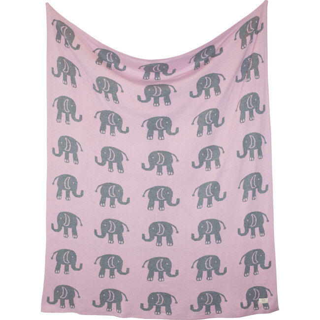 Elephant Love Baby Blanket Set, Pink/Grey - Blankets - 7