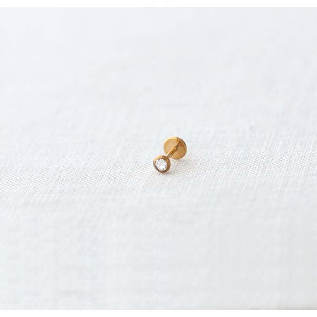 Classic Bezel Crystal Titanium Flat Back Stud Earring, Gold - Earrings - 5