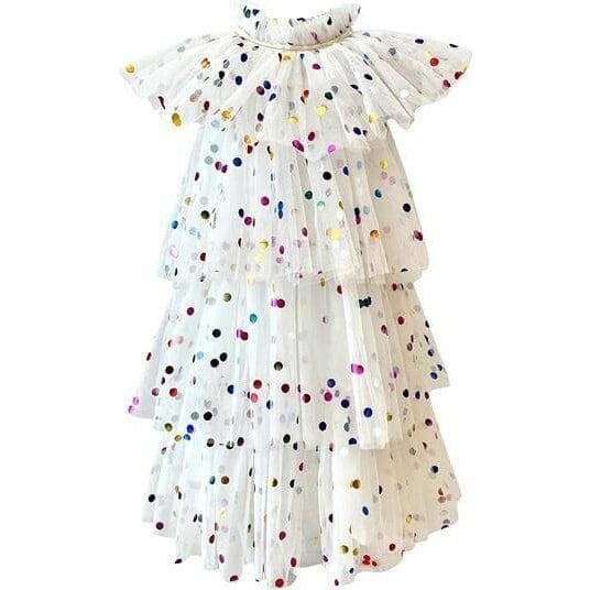 Foil Polka Dot Tulle Dress, White - Lola + The Boys Dresses | Maisonette