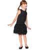 Sleeveless Bi-Material Lurex Dress with Feathers, Black - Dresses - 2