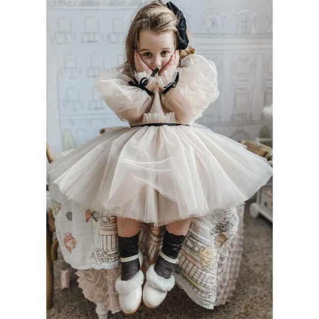 Coco-Caramel Tulle Dress, Beige - Dresses - 3