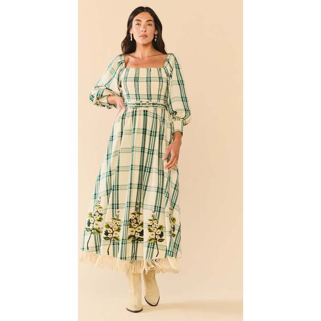 Eloise Dress x McKenzie DePinto Collaboration Cream & Green Plaid With Larsen Floral