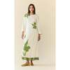 Ariana Dress Ivory with Green Applique - Dresses - 1 - thumbnail