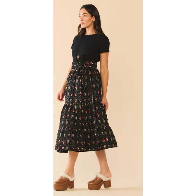 Celine Skirt Quilted Florence Black Floral - Skirts - 3