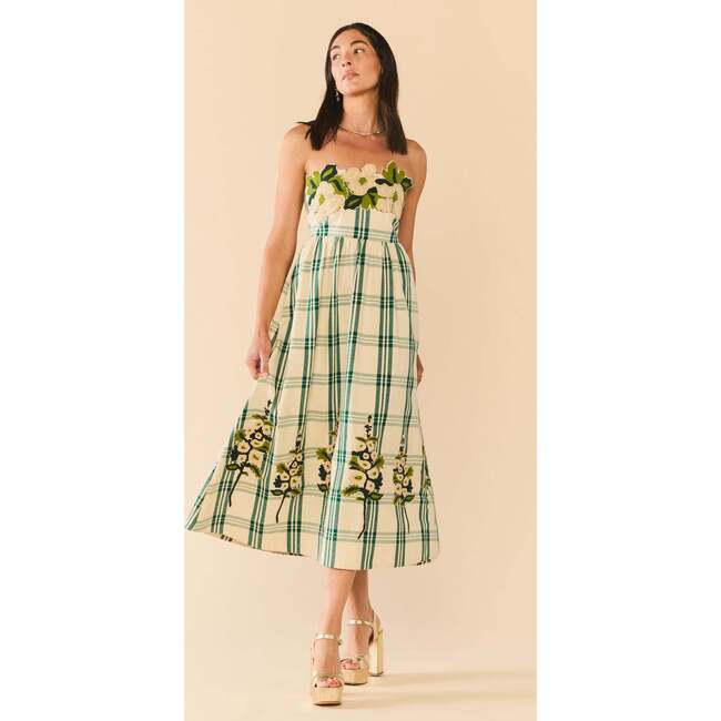 Lucy Dress x McKenzie DePinto Collaboration Cream & Green Plaid With Larsen Floral