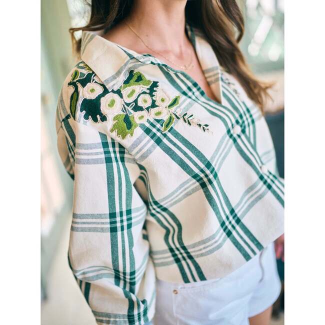 Butler Top x McKenzie DePinto Collaboration Cream & Green Plaid With Larsen Floral - Blouses - 5