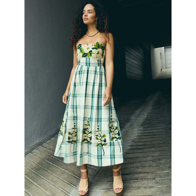 Lucy Dress x McKenzie DePinto Collaboration Cream & Green Plaid With Larsen Floral - Dresses - 3