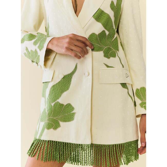 Alex Blazer Dress Ivory with Green Applique - Dresses - 4