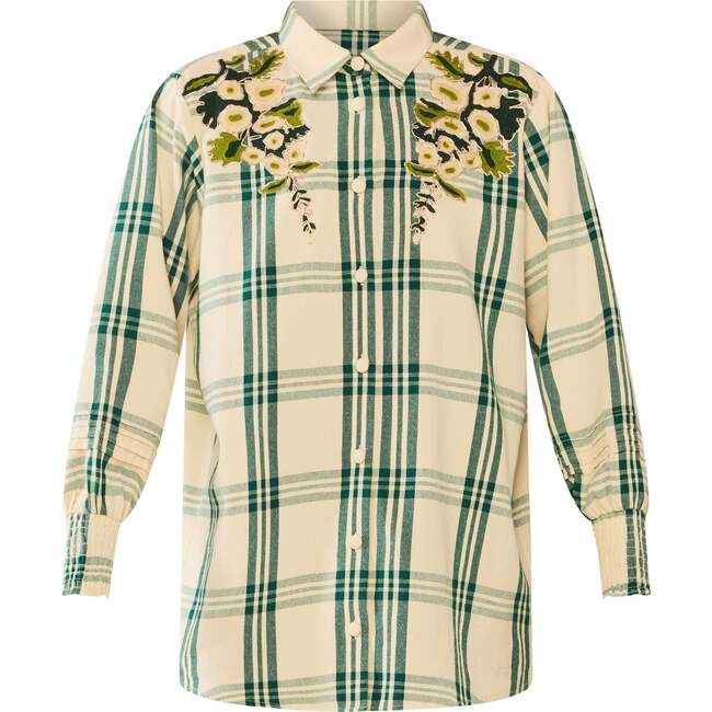 Butler Top x McKenzie DePinto Collaboration Cream & Green Plaid With Larsen Floral - Blouses - 6