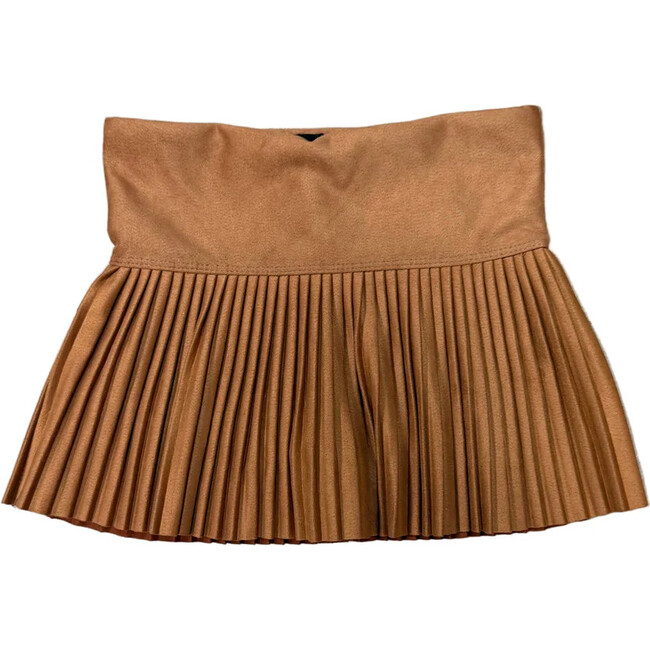 Girls Suede Pleated Skort, Camel