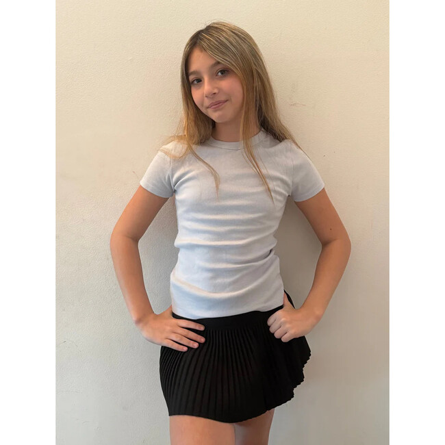 Girls Suede Pleated Skort, Black