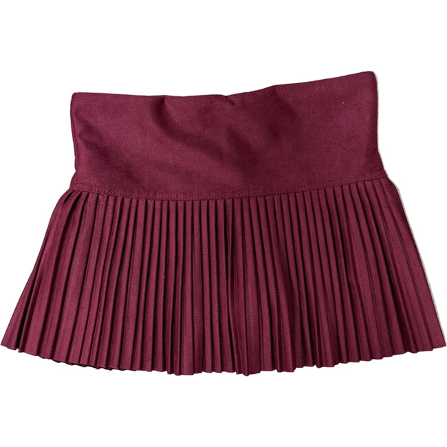 Girls Suede Pleated Skort, Burgundy