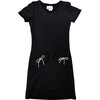 Girls ShortSleeve Dress With Bow, Black - Dresses - 1 - thumbnail