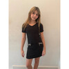 Girls ShortSleeve Dress With Bow, Black - Dresses - 2