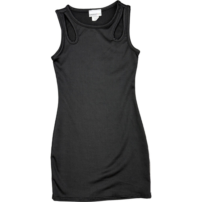 Girls Rib Tank Dress, Black