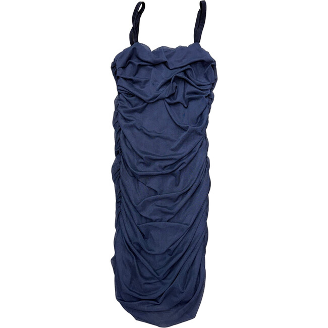 Girls Naomi Mesh Dress, Navy