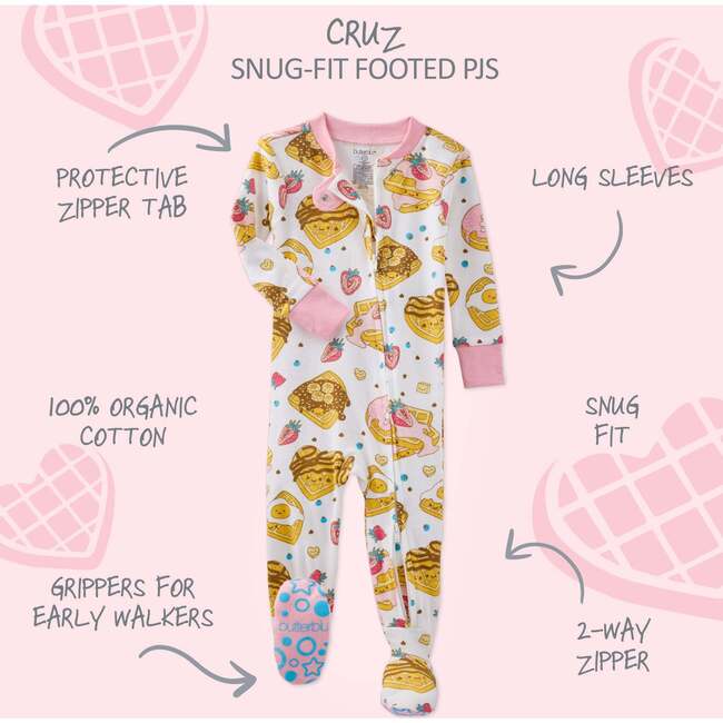 CRUZ Snug Fit Footed Sleeper, Waffling On - Footie Pajamas - 3