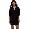 Soipoi Ruched V-Neck Mini Dress, Black - Dresses - 1 - thumbnail