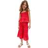 Sia Shirred Floral Print Co-Ord Set, Red - Pants - 1 - thumbnail