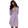 Soipoi Ruched V-Neck Mini Dress, Light Purple - Dresses - 1 - thumbnail