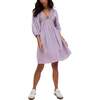 Soipoi Ruched V-Neck Mini Dress, Light Purple - Dresses - 2