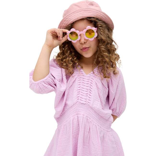 Soipoi Ruched V-Neck Dress, Purple - Dresses - 3