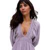 Soipoi Ruched V-Neck Mini Dress, Light Purple - Dresses - 3