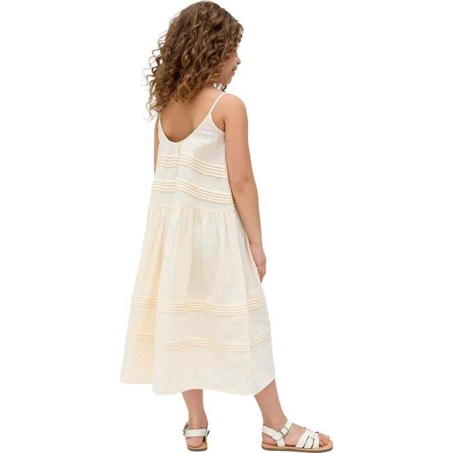 Swish Pin Tuck Embroidered Dress, Ecru - Dresses - 3