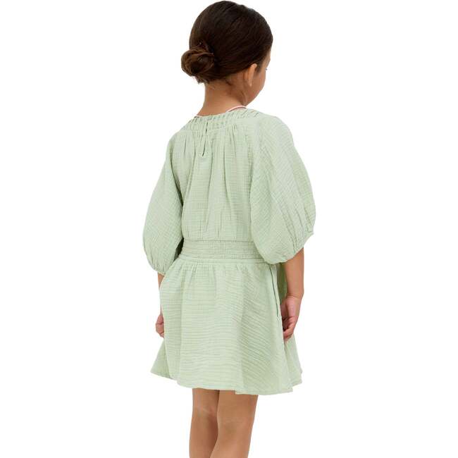 Soipoi Ruched V-Neck Dress, Green - Dresses - 3