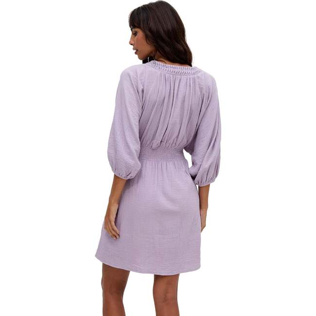 Soipoi Ruched V-Neck Mini Dress, Light Purple - Dresses - 4