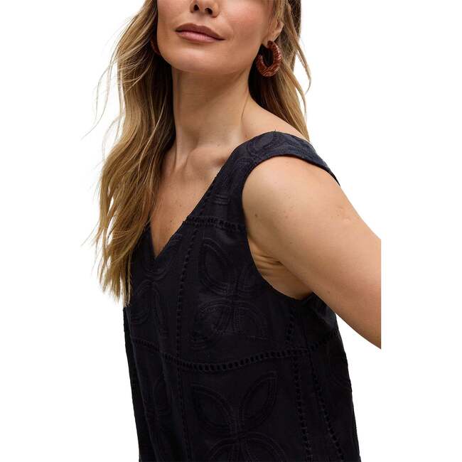 Squire All Over Cut Work Drop Waist Midi Dress, Black - Dresses - 3