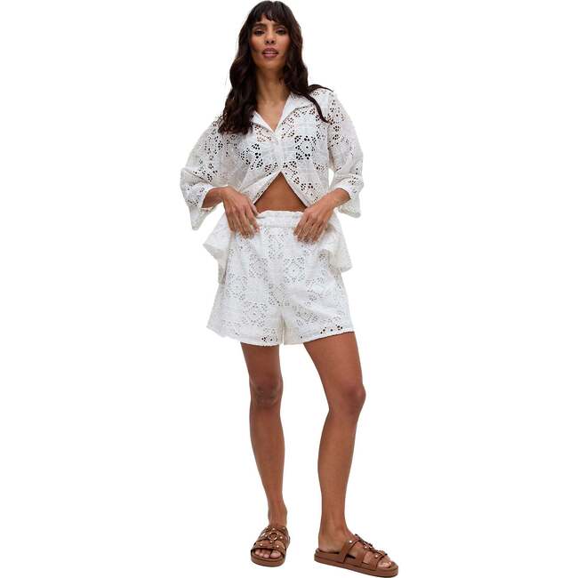 Shelli All Over Broderie Anglaise Shorts, White - Shorts - 3
