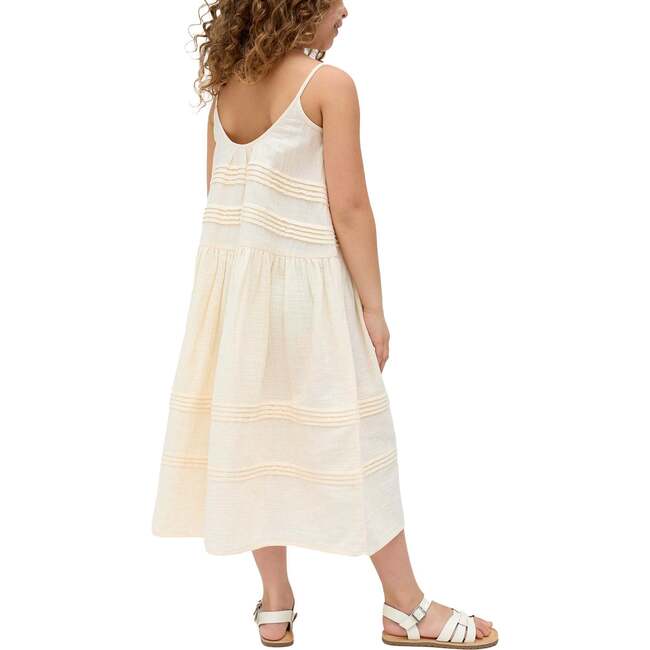 Swish Pin Tuck Embroidered Dress, Ecru - Dresses - 4