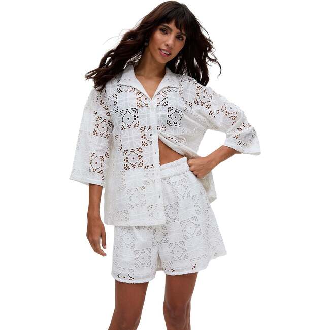 Shelli All Over Broderie Anglaise Shirt, White - Blouses - 3