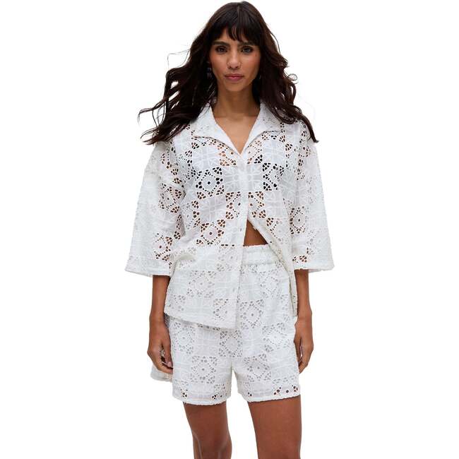 Shelli All Over Broderie Anglaise Shirt, White - Blouses - 5