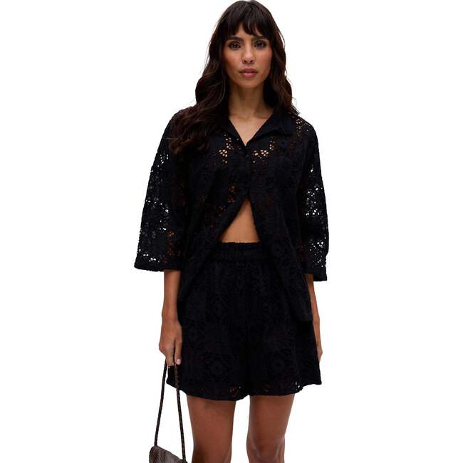 Shelli All Over Broderie Anglaise Shorts, Black - Shorts - 6