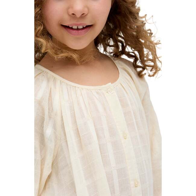 Olivia Button Down Embroidered Dress, Ecru - Dresses - 4