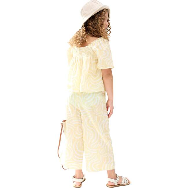 Nia Shirred Neck Zebra Swirl Print Co-Ords Set, Yellow